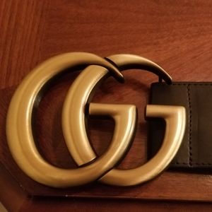 Gucci GG Buckle Wide Leather Belt